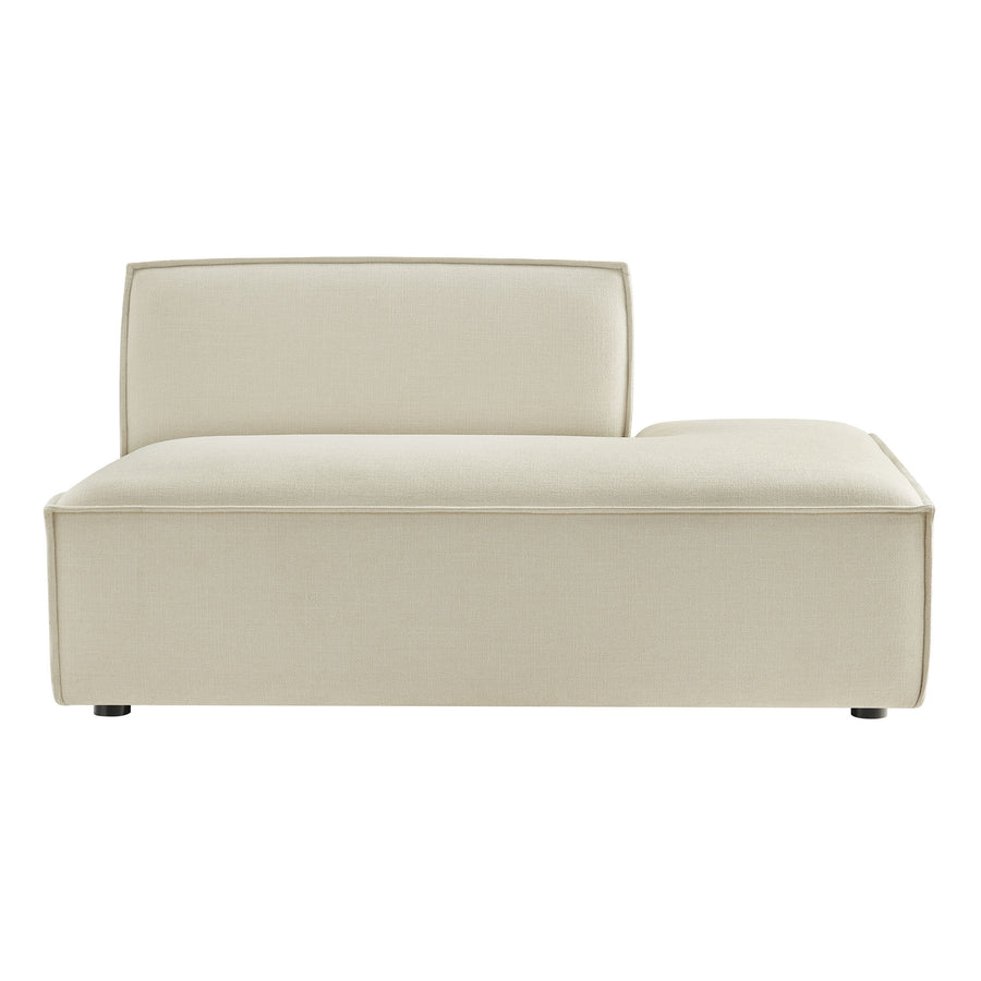 Atlas Performance Fabric Upholstered Right-Facing Armless Modular Chaise in Ecru