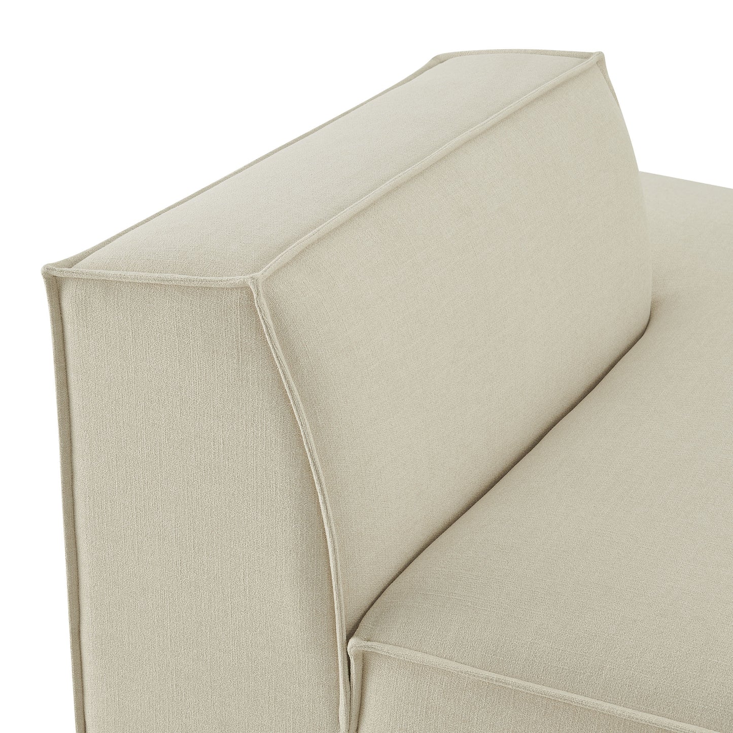 Atlas Performance Fabric Upholstered Right-Facing Armless Modular Chaise in Ecru