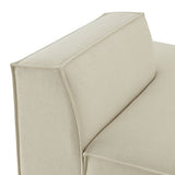Atlas Performance Fabric Upholstered Right-Facing Armless Modular Chaise in Ecru