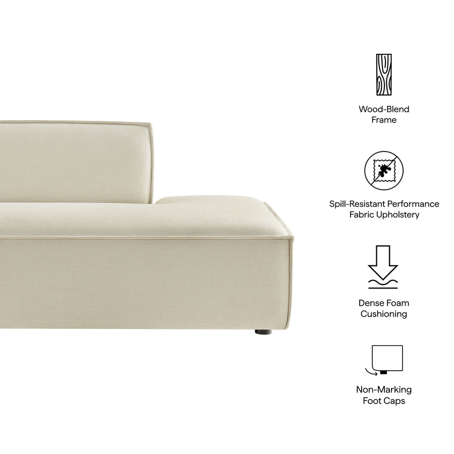 Atlas Performance Fabric Upholstered Right-Facing Armless Modular Chaise in Ecru