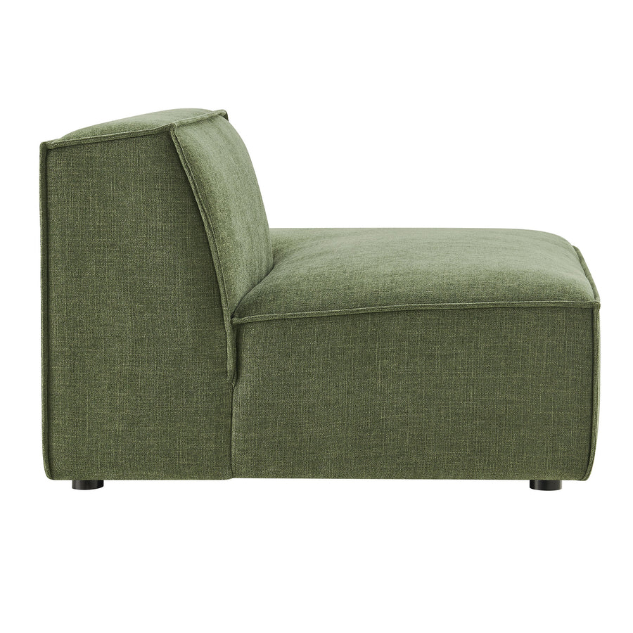 Atlas Performance Fabric Upholstered Right-Facing Armless Modular Chaise in Foliage