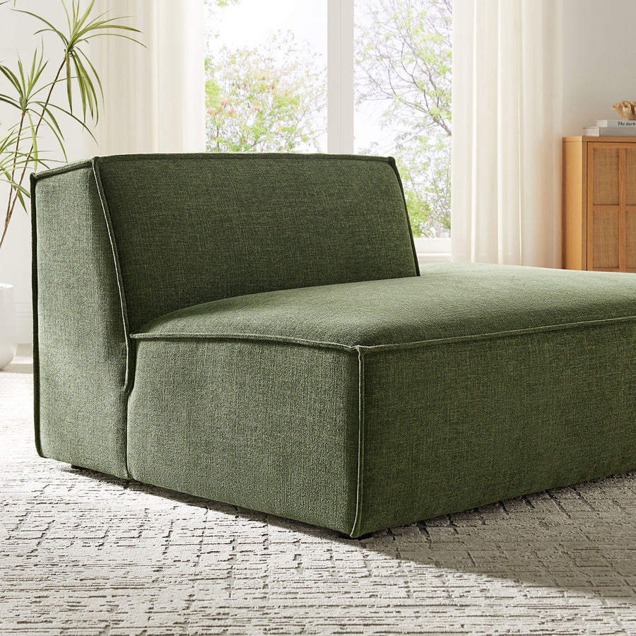 Atlas Performance Fabric Upholstered Right-Facing Armless Modular Chaise in Foliage