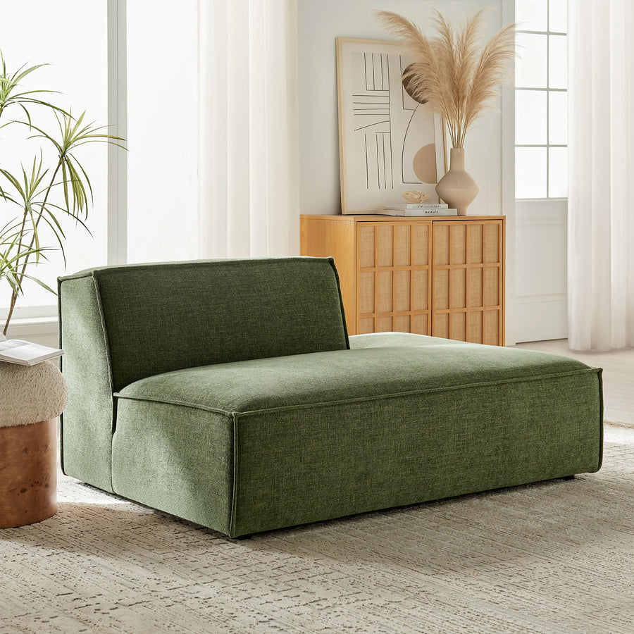 Atlas Performance Fabric Upholstered Right-Facing Armless Modular Chaise in Foliage