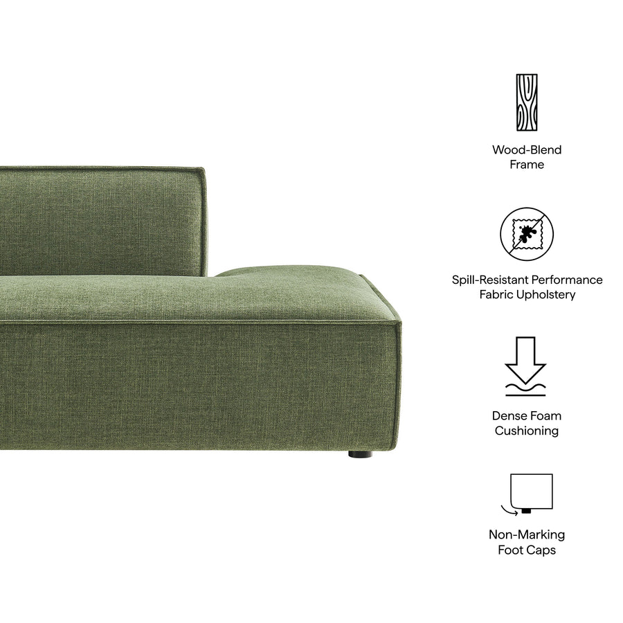 Atlas Performance Fabric Upholstered Right-Facing Armless Modular Chaise in Foliage