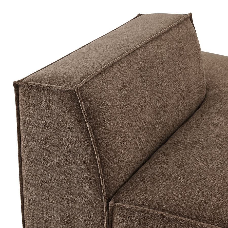 Atlas Performance Fabric Upholstered Right-Facing Armless Modular Chaise in Mocha