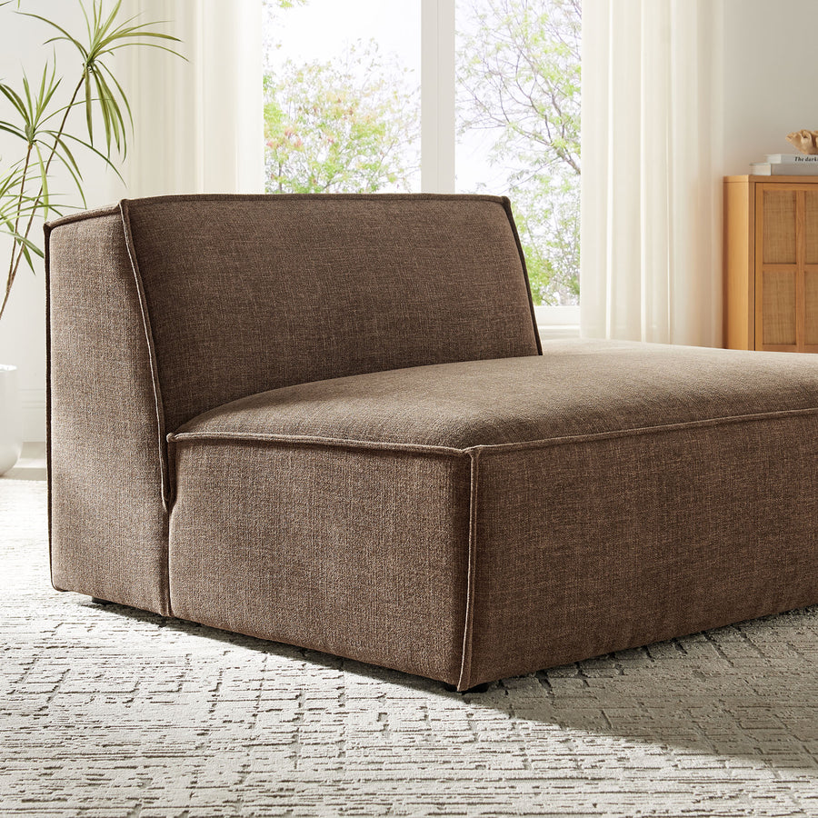 Atlas Performance Fabric Upholstered Right-Facing Armless Modular Chaise in Mocha