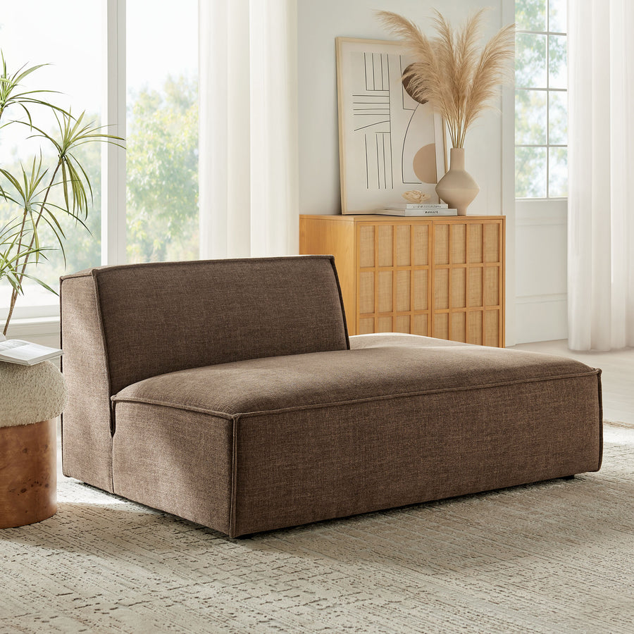 Atlas Performance Fabric Upholstered Right-Facing Armless Modular Chaise in Mocha