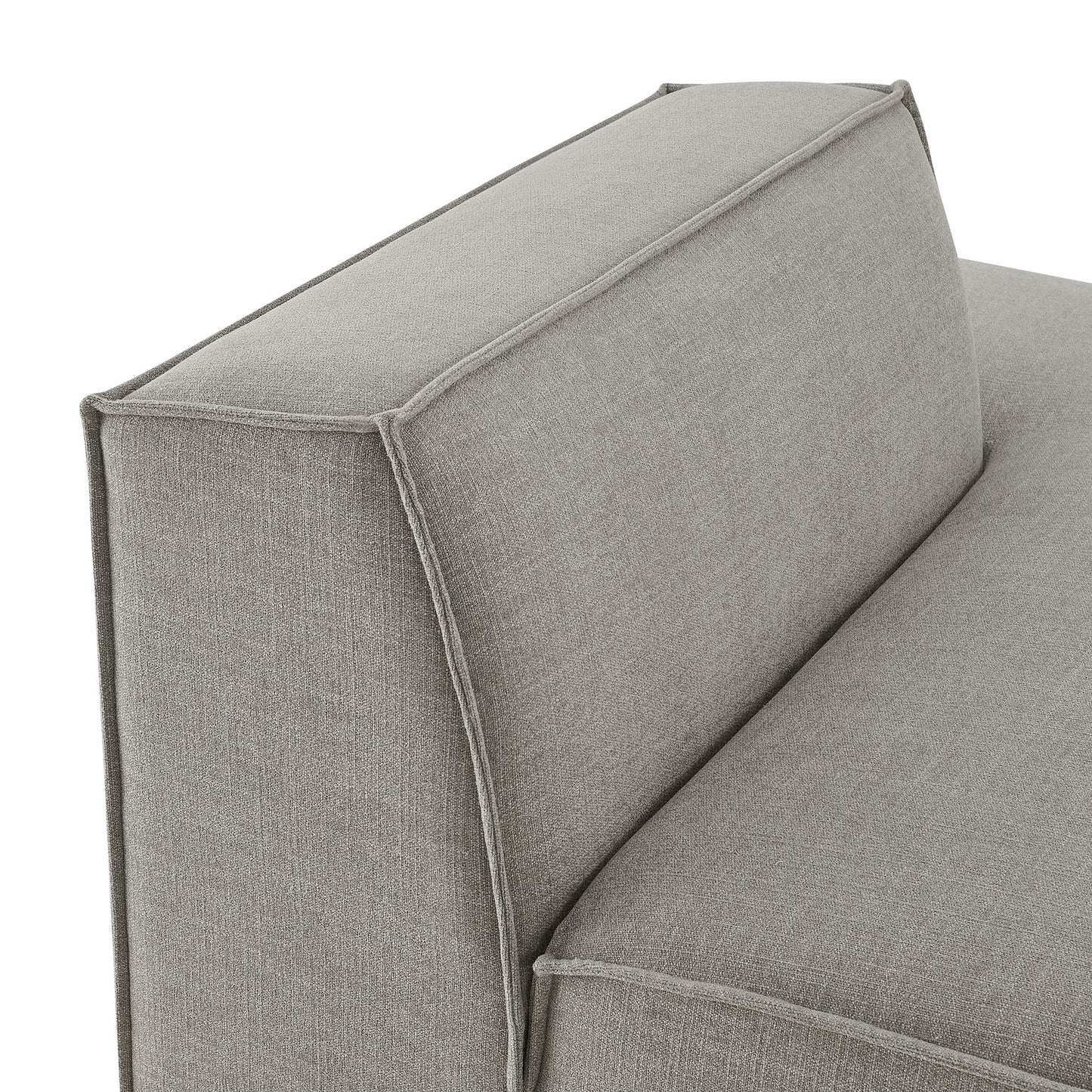 Atlas Performance Fabric Upholstered Right-Facing Armless Modular Chaise in Pewter