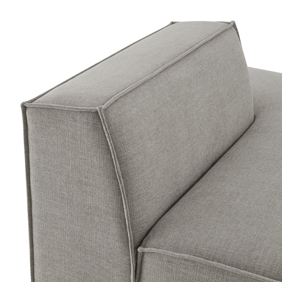 Atlas Performance Fabric Upholstered Right-Facing Armless Modular Chaise in Pewter