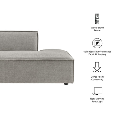 Restore Performance Fabric Upholstered Right-Facing Armless Modular Chaise in Pewter
