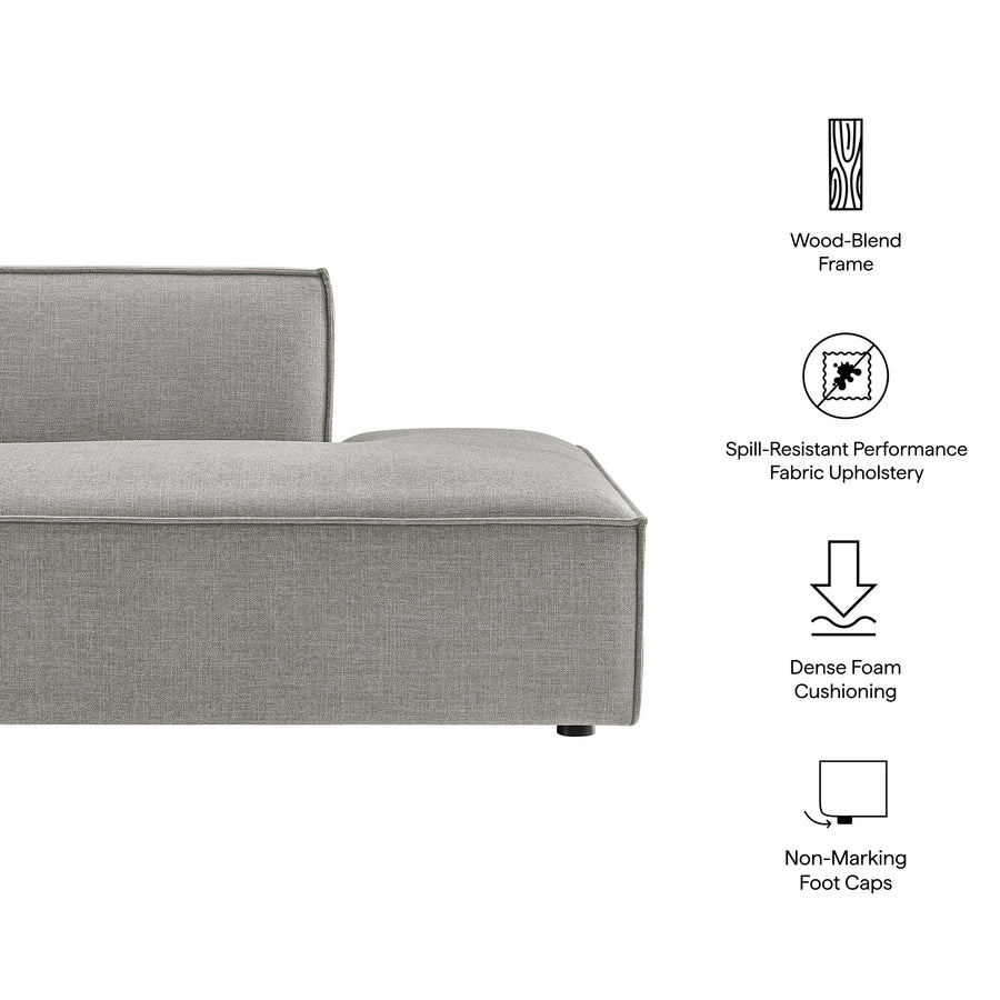 Atlas Performance Fabric Upholstered Right-Facing Armless Modular Chaise in Pewter