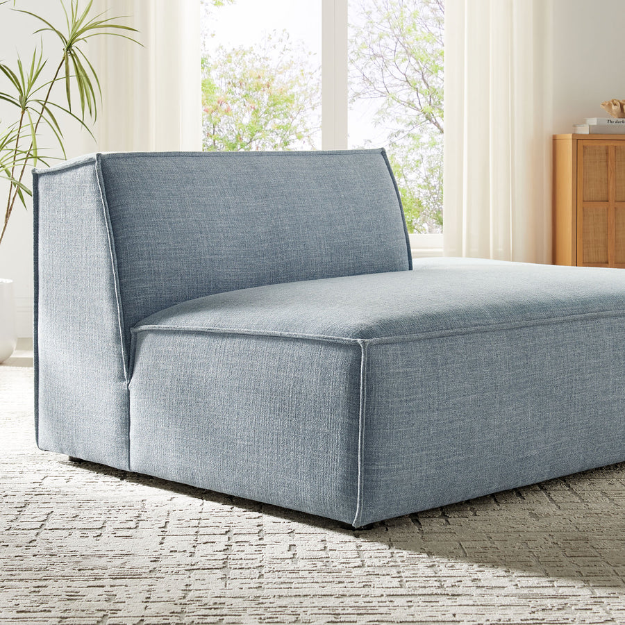 Atlas Performance Fabric Upholstered Right-Facing Armless Modular Chaise in Sky