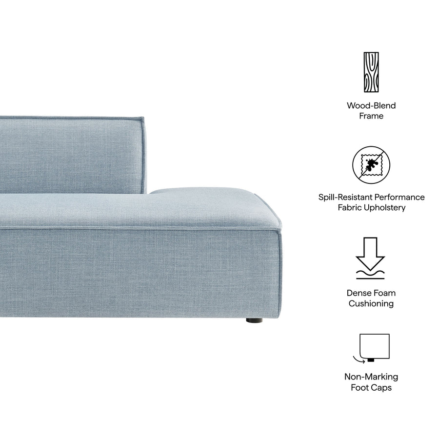 Atlas Performance Fabric Upholstered Right-Facing Armless Modular Chaise in Sky