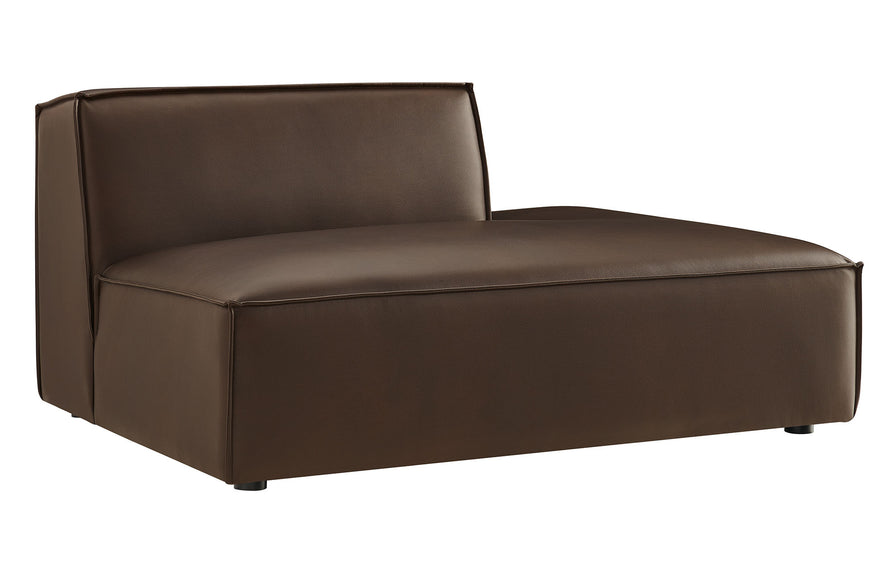 Atlas Vegan Leather Right-Facing Armless Modular Chaise in Espresso