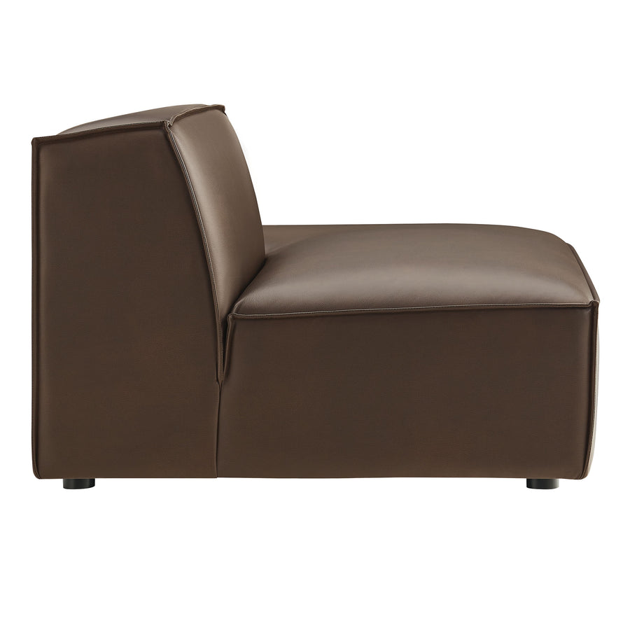 Atlas Vegan Leather Right-Facing Armless Modular Chaise in Espresso