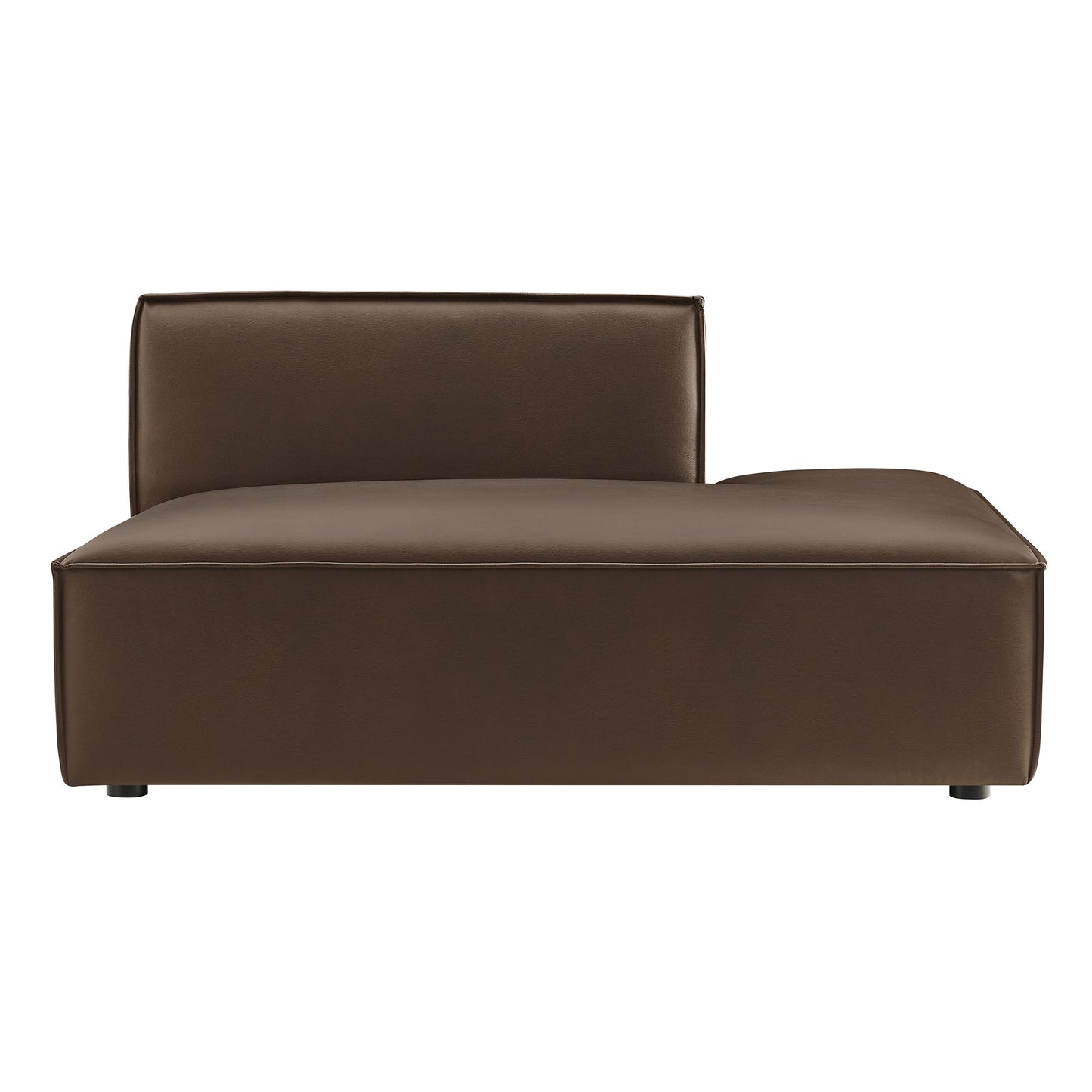 Atlas Vegan Leather Right-Facing Armless Modular Chaise in Espresso