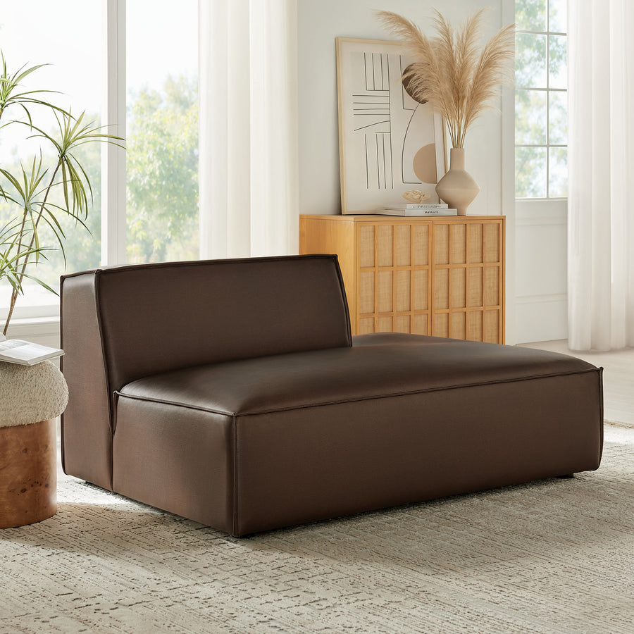 Atlas Vegan Leather Right-Facing Armless Modular Chaise in Espresso