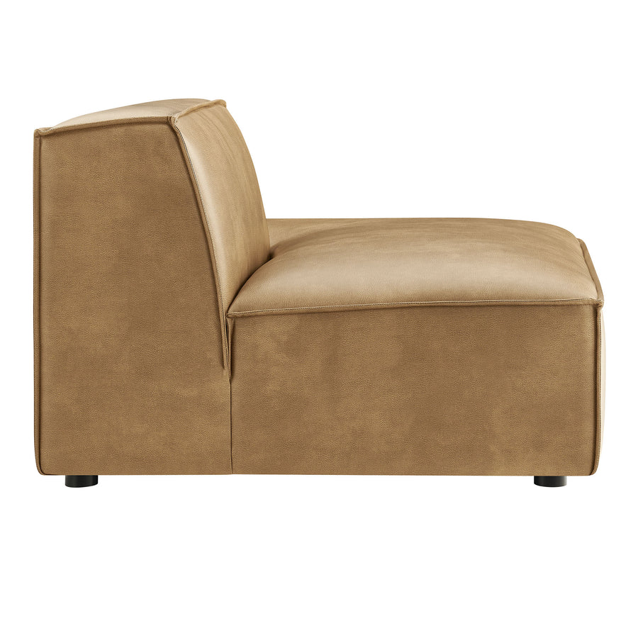 Atlas Vegan Leather Right-Facing Armless Modular Chaise in Toast