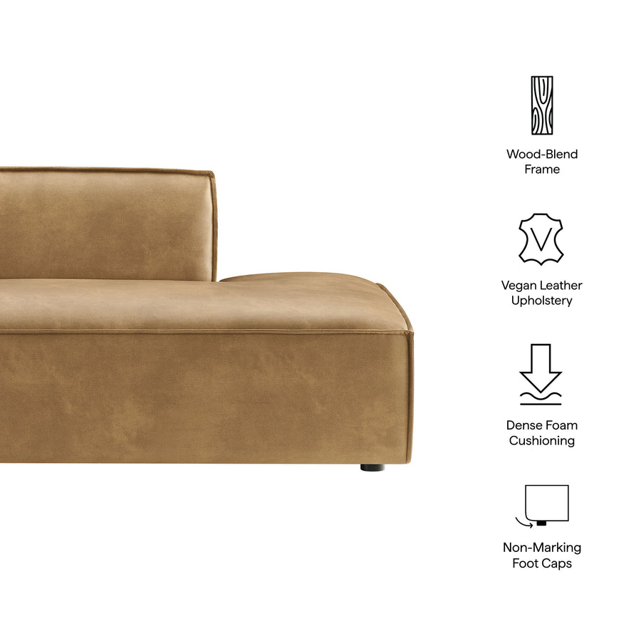 Atlas Vegan Leather Right-Facing Armless Modular Chaise in Toast