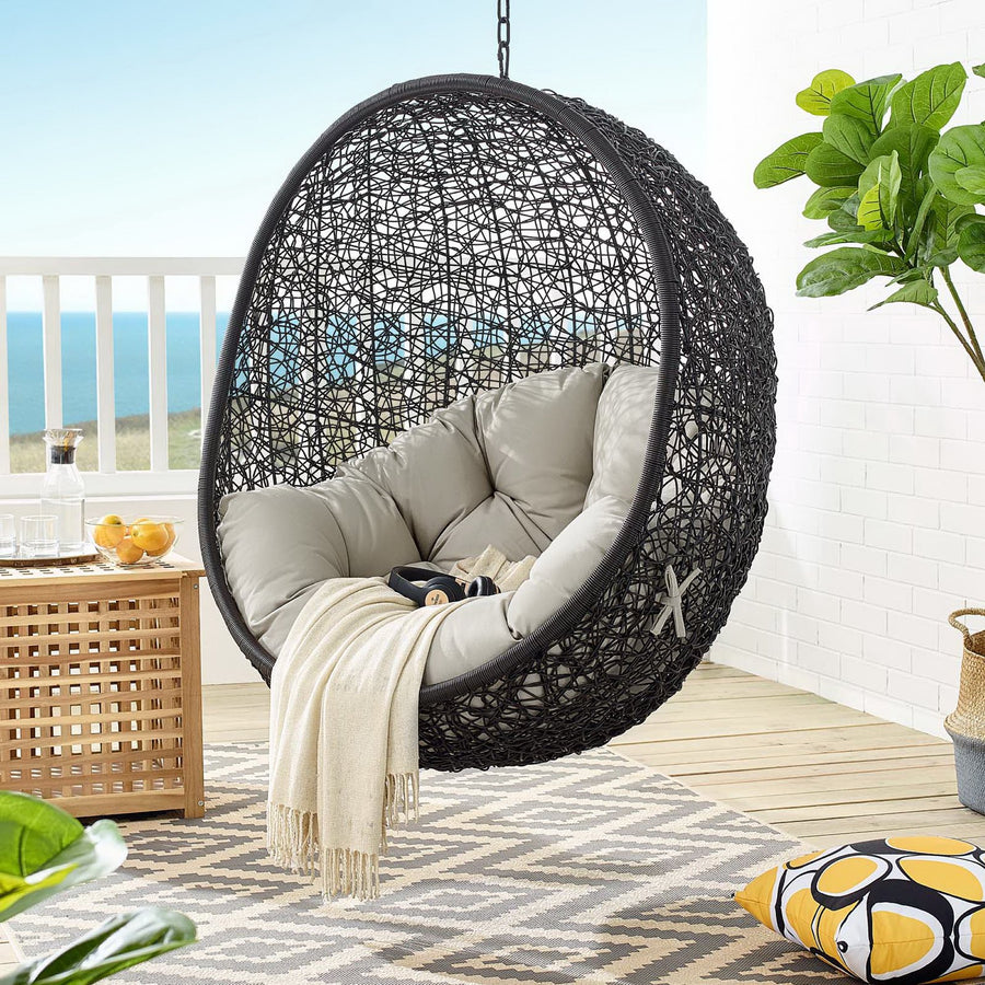 Luna Swing Outdoor Patio Lounge Chair in Beige
