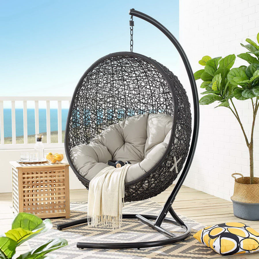 Luna Swing Outdoor Patio Lounge Chair in Beige