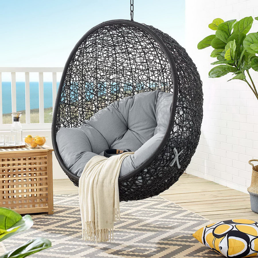 Luna Swing Outdoor Patio Lounge Chair in Gray