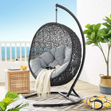 Luna Swing Outdoor Patio Lounge Chair in Gray