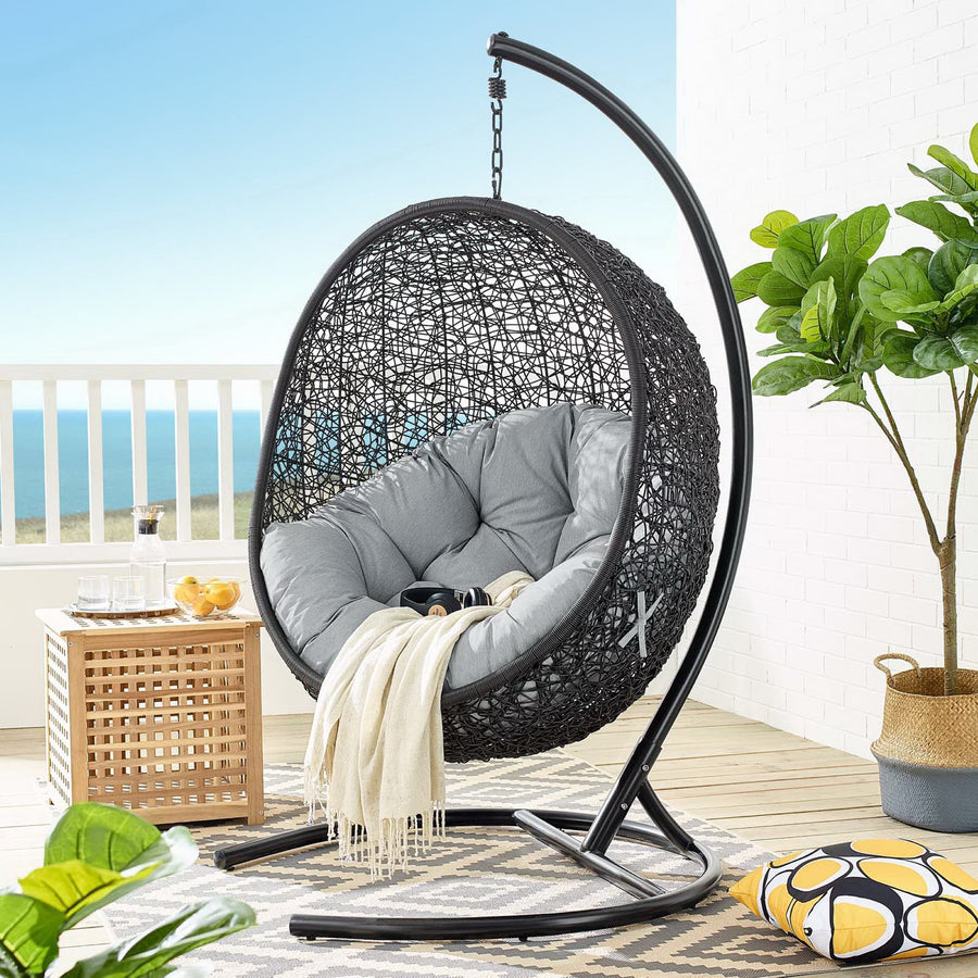 Luna Swing Outdoor Patio Lounge Chair in Gray