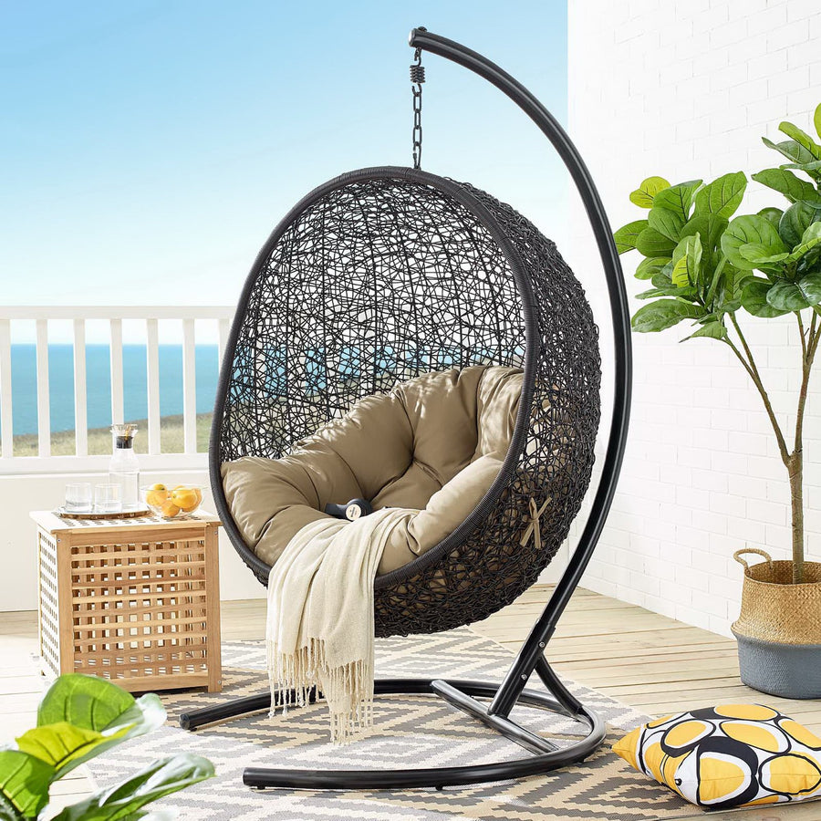 Luna Swing Outdoor Patio Lounge Chair in Mocha