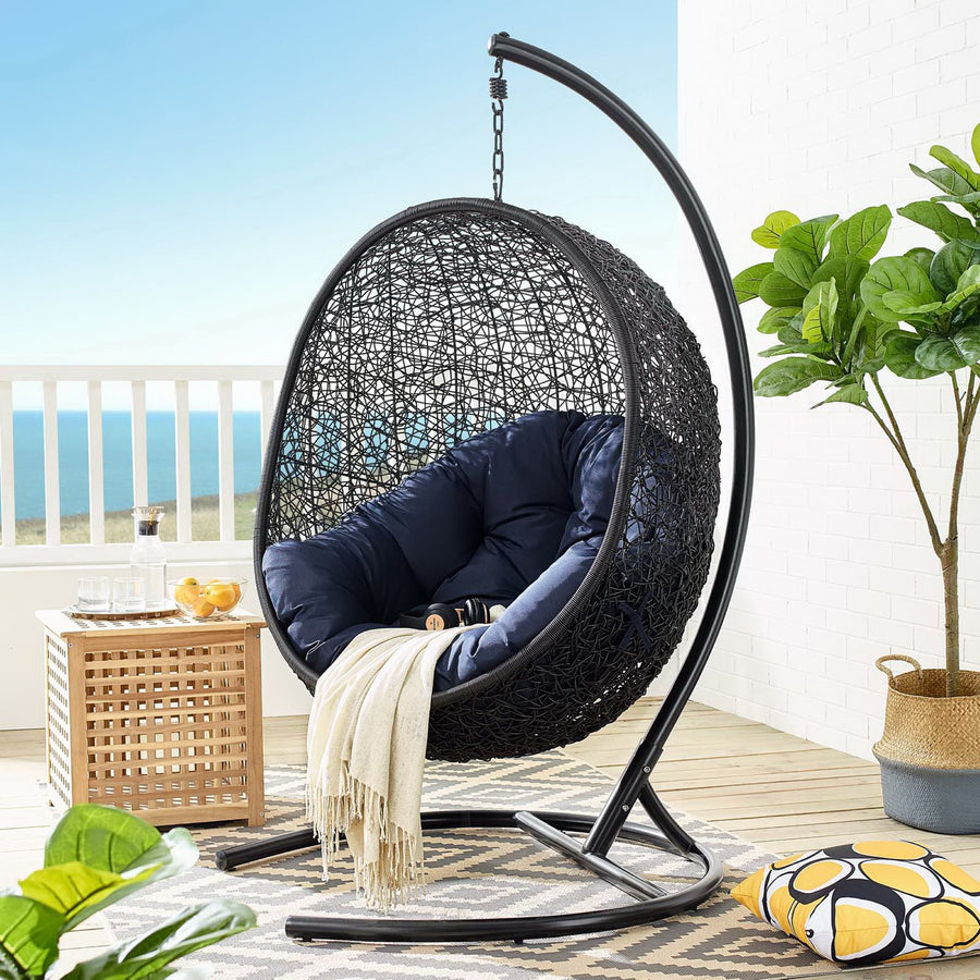 Luna Swing Outdoor Patio Lounge Chair in Navy