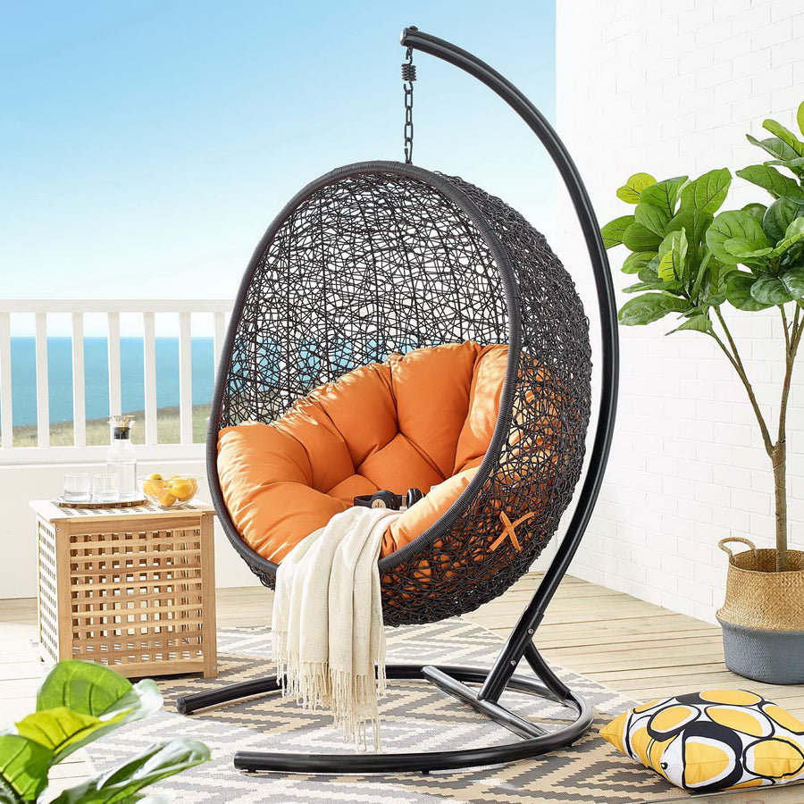 Luna Swing Outdoor Patio Lounge Chair in Orange