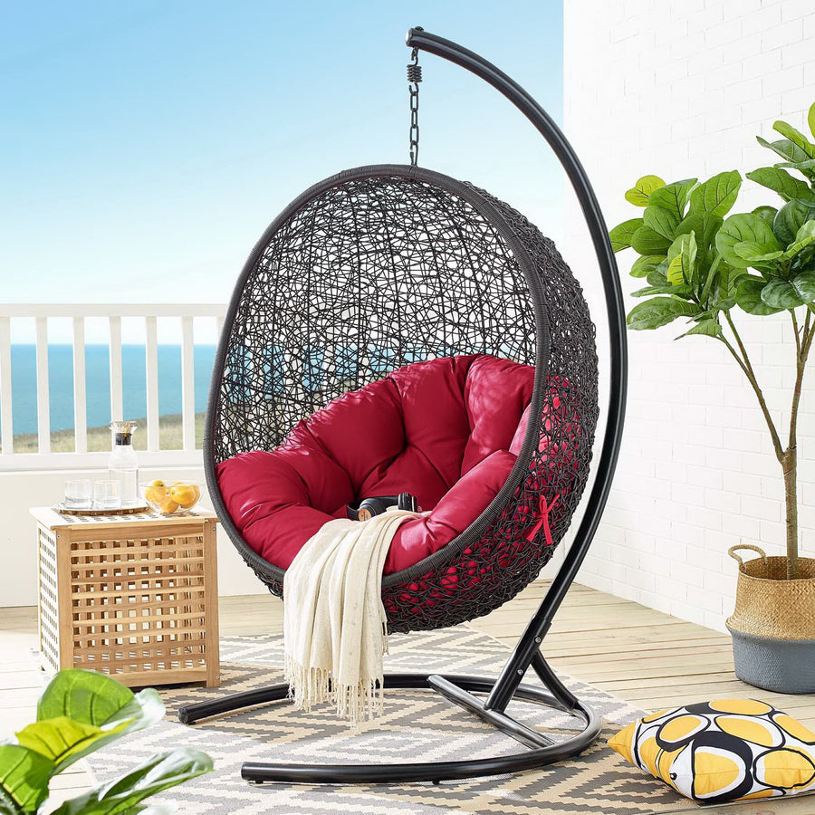 Luna Swing Outdoor Patio Lounge Chair in Red