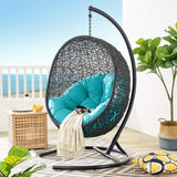 Luna Swing Outdoor Patio Lounge Chair in Turquoise