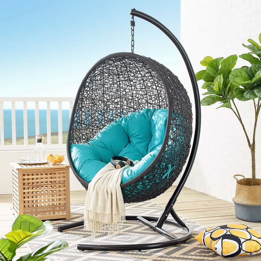 Luna Swing Outdoor Patio Lounge Chair in Turquoise
