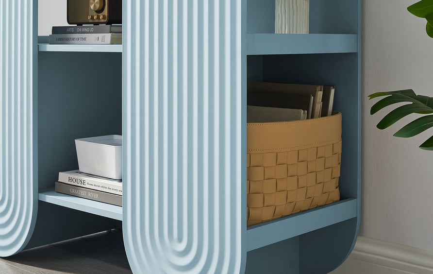 Honora 58" Arched Bookshelf in Light Blue