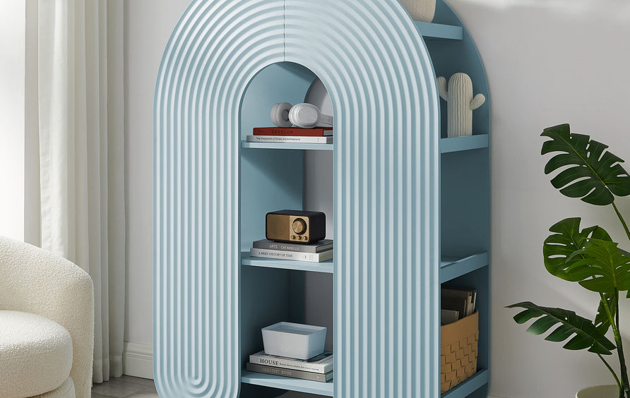 Honora 58" Arched Bookshelf in Light Blue