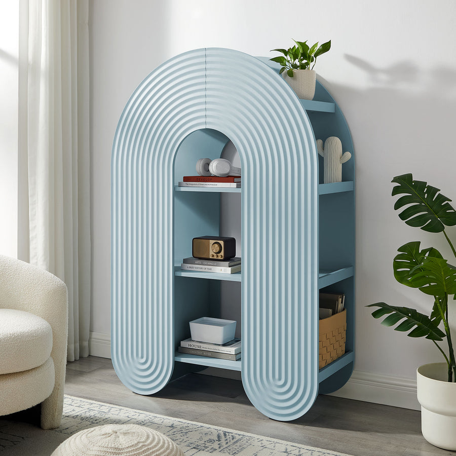 Honora 58" Arched Bookshelf in Light Blue