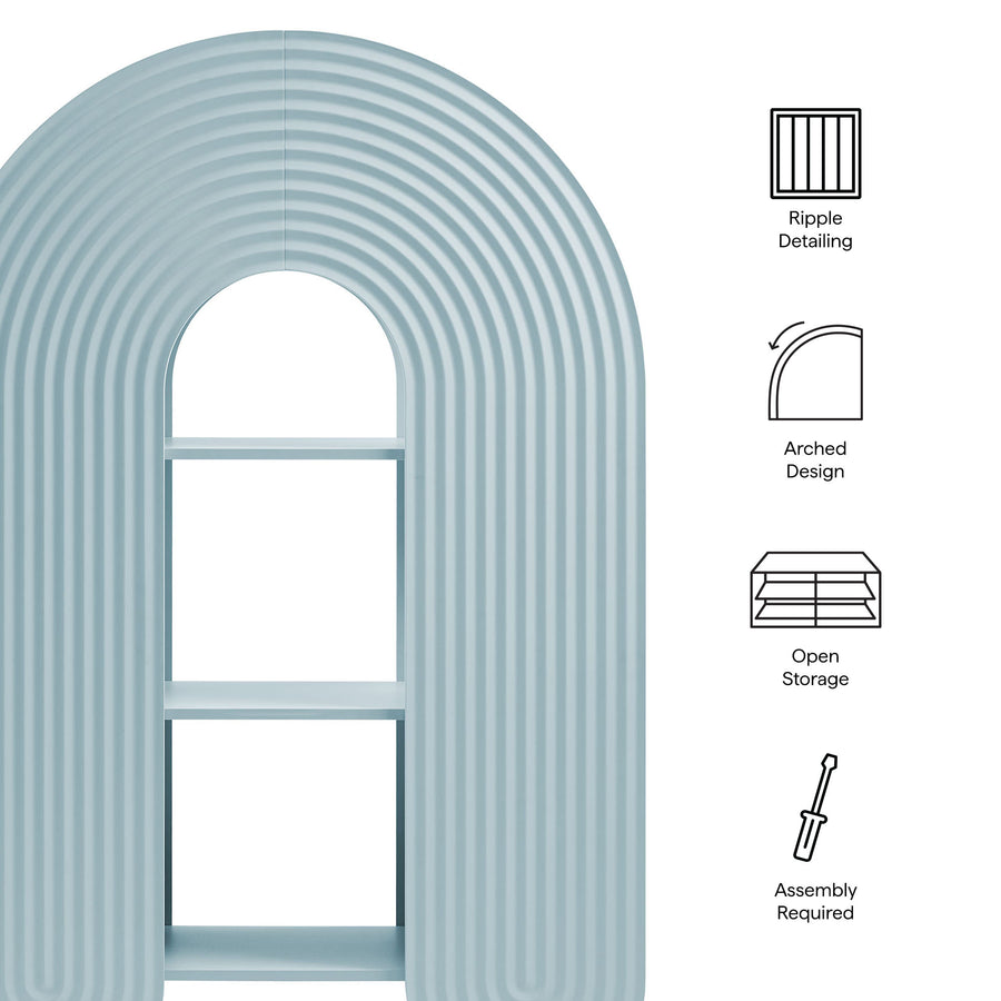 Honora 58" Arched Bookshelf in Light Blue
