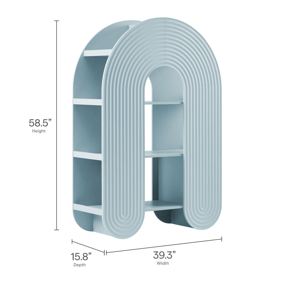 Honora 58" Arched Bookshelf in Light Blue