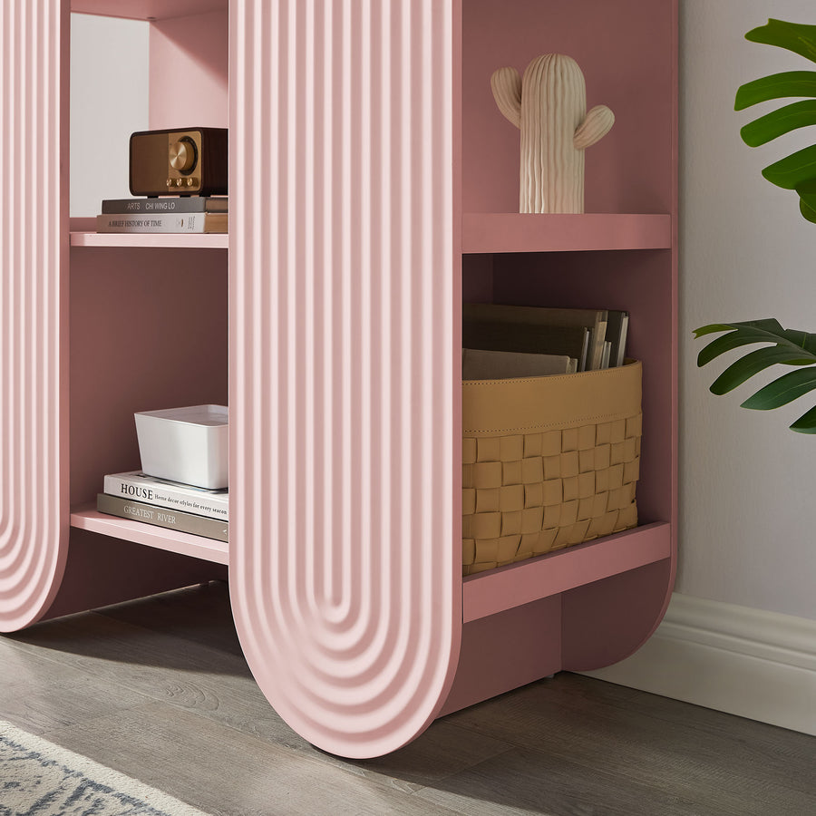 Honora 58" Arched Bookshelf in Soft Pink