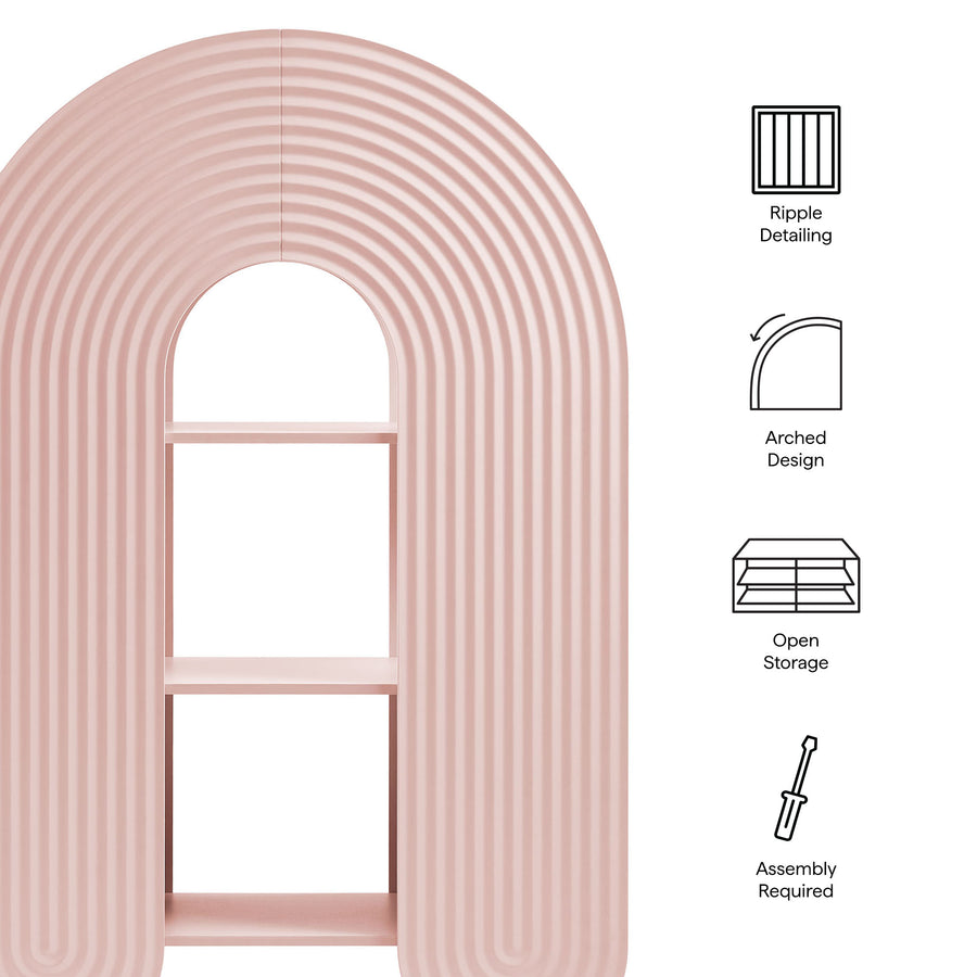 Honora 58" Arched Bookshelf in Soft Pink