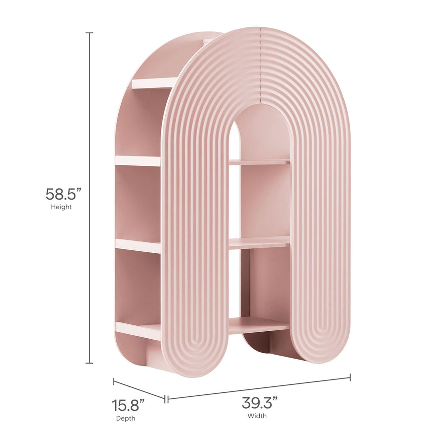 Honora 58" Arched Bookshelf in Soft Pink