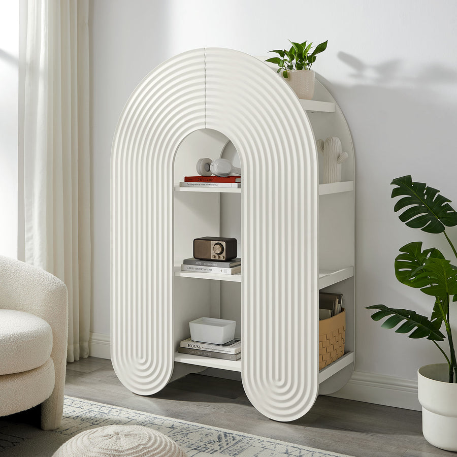 Honora 58" Arched Bookshelf in White
