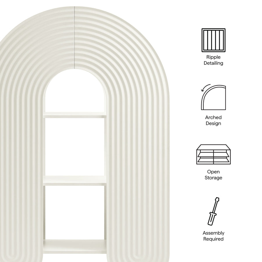 Honora 58" Arched Bookshelf in White