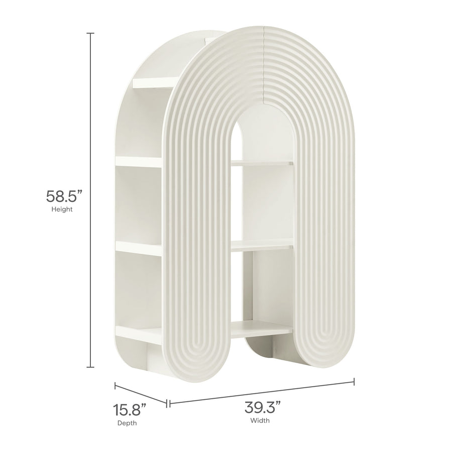 Honora 58" Arched Bookshelf in White