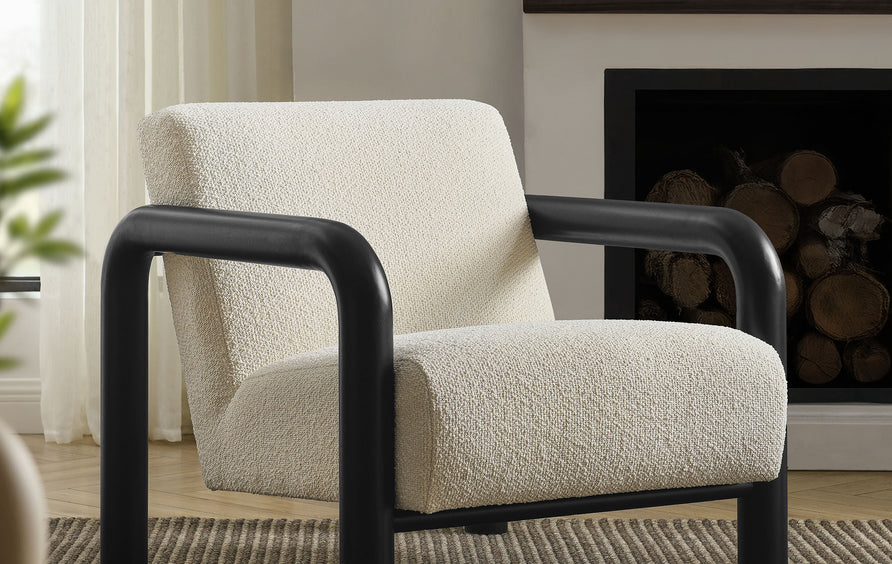 Ravenna Boucle Accent Chair in Cream Black