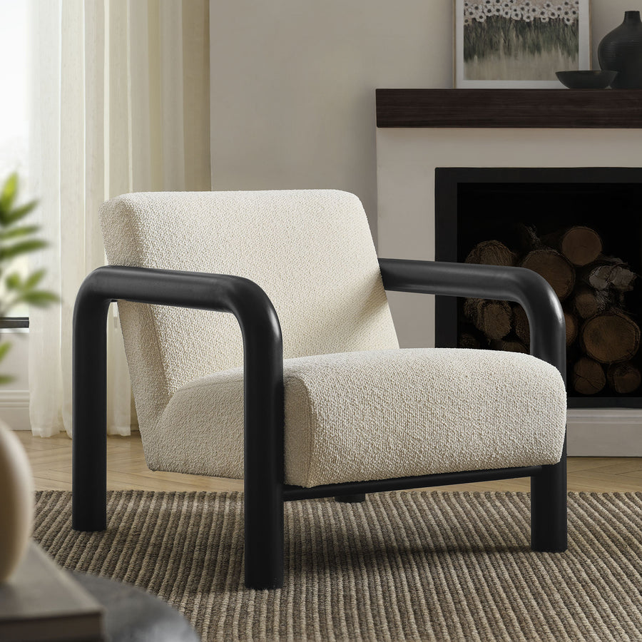 Ravenna Boucle Accent Chair in Cream Black