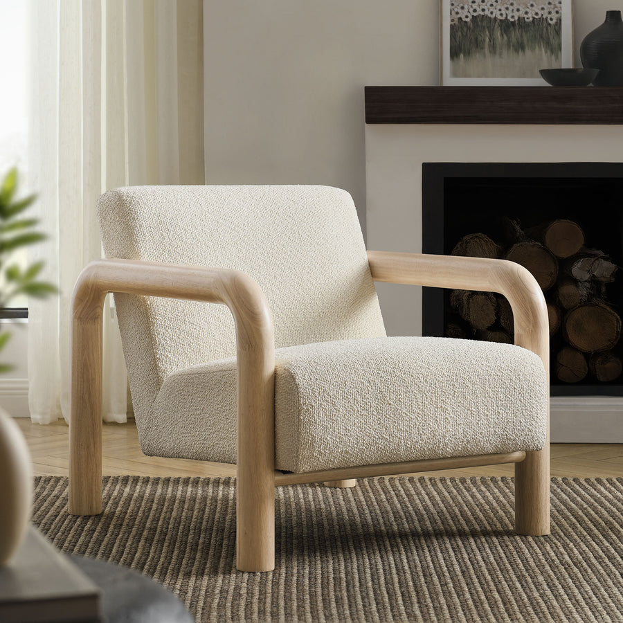 Ravenna Boucle Accent Chair in Cream Oak