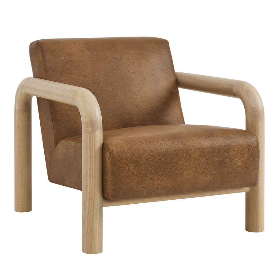 Ravenna Vegan Leather Accent Chair in Canyon Oak