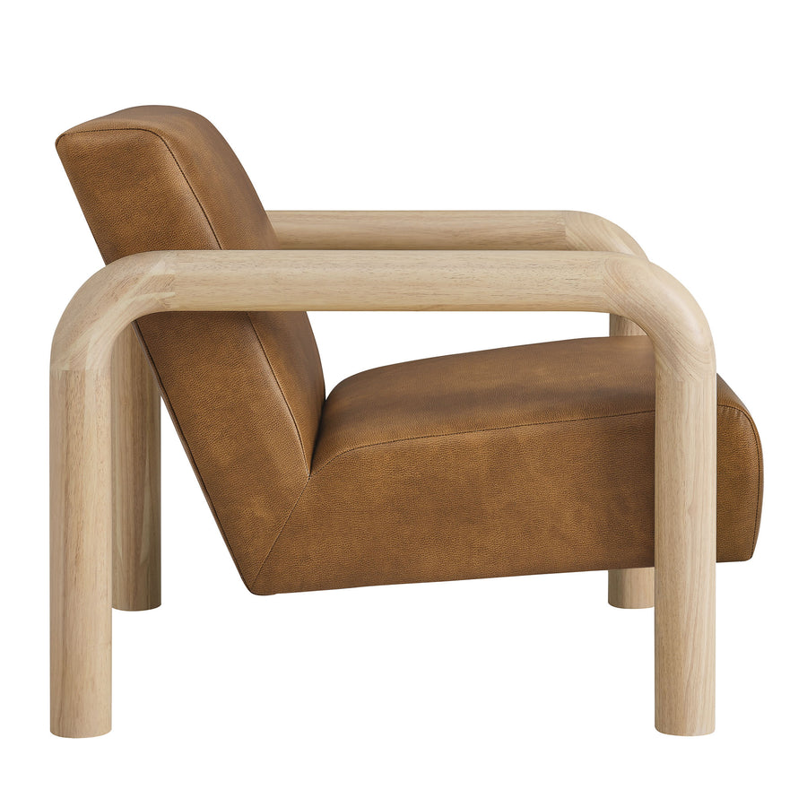 Ravenna Vegan Leather Accent Chair in Canyon Oak